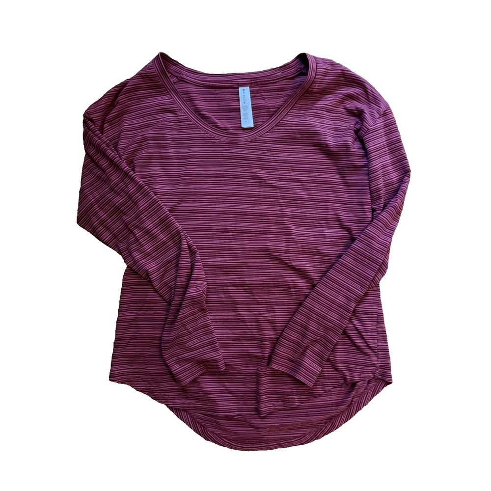 Athleta Women's Size Medium Pink Striped Long Sleeve Shirt